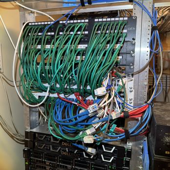 Same Day Jacks & More - Retiring this mess. I recommended another patch panel for the loose internet drops. - Security Systems Near Me - Riverside, California