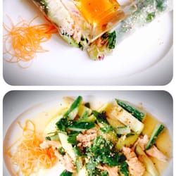 Green Papaya - Summer Rolls mit Hühnerfleisch und Garnelen sowie Mangosalat mit Hühnerfleisch...lecker lecker!