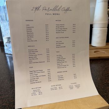 29th Parallel Coffee - Menu - Coffee & Tea Near Me - Fairfax Station, Virginia