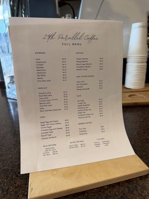 Menu photo 1 29th Parallel Coffee Fairfax Station, VA