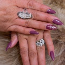 Perfect Nails - Beautifully plum wine color with a touch of sparkle. Also the shape is fabulous