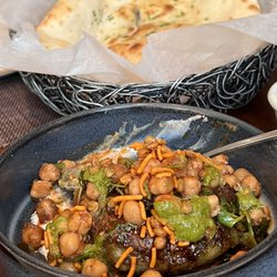 Saffron NOLA - Aloo Tiffin Chaat and Garlic Naan