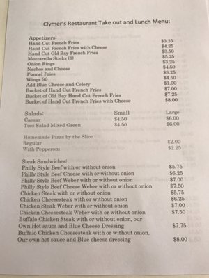 Menu photo 5 Clymer's Restaurant Quakertown, PA