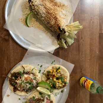 Tacos Diablo - Taco trio and elote. A culinarily winning combo! - Mexican Near Me - Nassau, New York