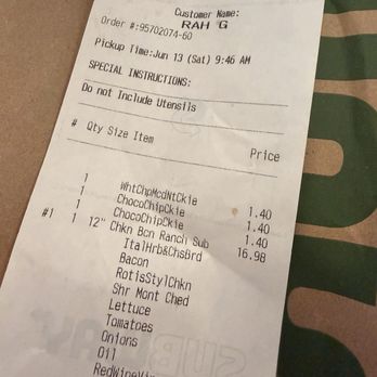 Subway - Literally clear directions of my order - Sandwiches Near Me - Middletown, New York