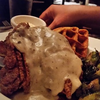 Harper House - Chicken and waffles w/ brussels sprouts $16.00 - New American Near Me - Cadiz, Kentucky Harper House - Chicken and waffles w/ brussels sprouts $16.00 - New American Near Me - Cadiz, Kentucky