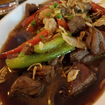 Pho Lantern Restaurant - Shaking Beef - Cubed beef seared until a smoky crunch forms, then cooked with basil leaves, bell peppers, scallions, and onions.... - Seafood Near Me - Buffalo, New York