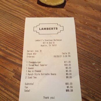Lamberts Downtown Barbecue - 90.00 and not worth it one bit - Barbeque Near Me - Austin, Texas Lamberts Downtown Barbecue - 90.00 and not worth it one bit - Barbeque Near Me - Austin, Texas