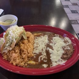 Combo - 2 Items. Crispy Ground Beef Taco and Cheese Enchilada Combo - 2 Items. Crispy Ground Beef Taco and Cheese Enchilada