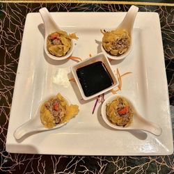 L'Thai Organic Cuisine & Wine Bar - Tucker - Steamed Pork Dumplings Ka-Nhom Jeeb