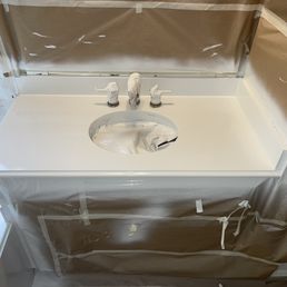 Master bathroom sink (his).