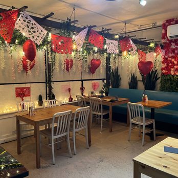 Casa Azul Taqueria - Their Valentines Day decor. We were seated right in the corner. So nice. - Mexican Near Me - Providence, Rhode Island Casa Azul Taqueria - Their Valentines Day decor. We were seated right in the corner. So nice. - Mexican Near Me - Providence, Rhode Island
