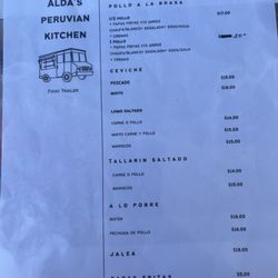 Alda’s Peruvian Kitchen - Grand opening menu looking to expand their savory dishes.