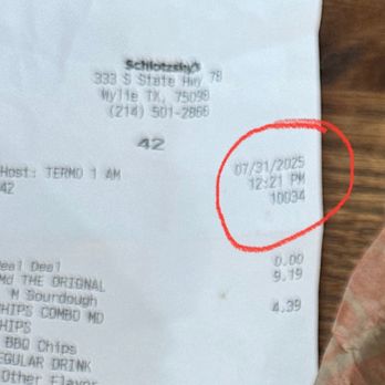 Schlotzsky's - Here's what time I ordered my food compared to when I received it - Delis Near Me - Wylie, Texas Schlotzsky's - Here's what time I ordered my food compared to when I received it - Delis Near Me - Wylie, Texas