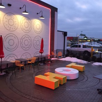 Krispy Kreme - 2019-02-03. Krispy Kreme, Utica, MI. Outdoor seating area. The word HOT are actually seating benches. - Donuts Near Me - Utica, Michigan Krispy Kreme - 2019-02-03. Krispy Kreme, Utica, MI. Outdoor seating area. The word HOT are actually seating benches. - Donuts Near Me - Utica, Michigan