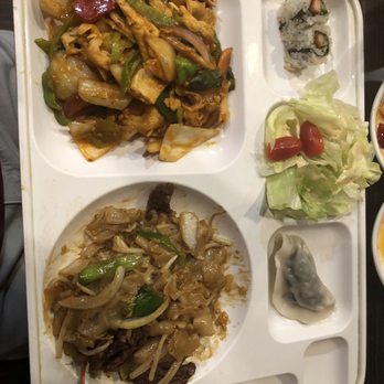 Asian Bistro - Krapow and drunken noodles two plate combo - Chinese Near Me - Princeton Junction, New Jersey