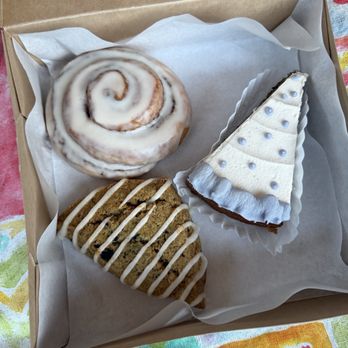 Crust Vegan Bakery - Cinnamon roll, blueberry scone, and earl gray pie - Bakeries Near Me - Philadelphia, Pennsylvania