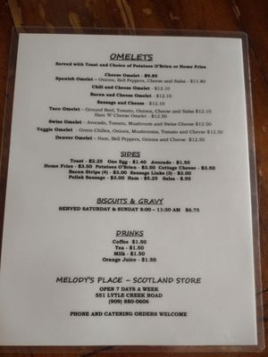 Menu photo 5 Melody's Place Lytle Creek, CA