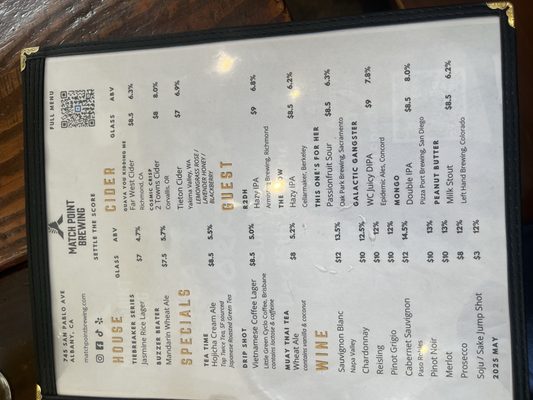 Menu photo 5 Match Point Brewing Albany, CA