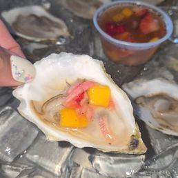 Hearts Desire Oysters w Strawberry Mango Mignonette Hearts Desire Oysters w Strawberry Mango Mignonette