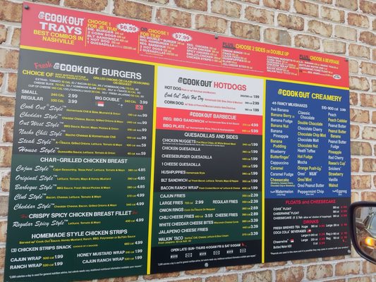 Menu photo 1 Cook Out Nashville, TN