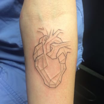 Wasteland Tattoos - Dr. Z's incredible detail work on my new geometric (and anatomically correct!) heart - Tattoo Near Me Wasteland Tattoos - Dr. Z's incredible detail work on my new geometric (and anatomically correct!) heart - Tattoo Near Me