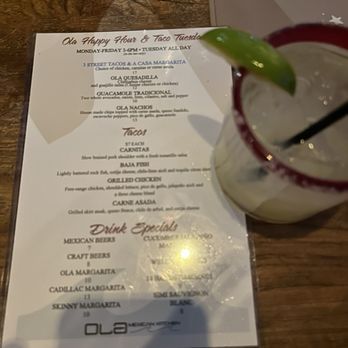 Ola Mexican Kitchen - House margarita and happy hour menu - Mexican Near Me - Long Beach, California
