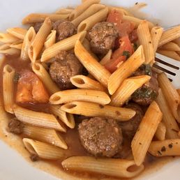 Meatballs and pasta. Meatballs and pasta.