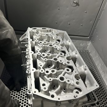 Fortna Equipment - Sandblasting an Aluminum engine part with glass bead. - Sandblasting Near Me - Englewood, Colorado