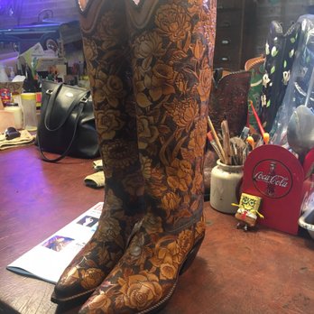 Rocketbuster Handmade Custom Boots - A beautiful pair of rose-patterned boots! - Shoe Stores Near Me - El Paso, Texas Rocketbuster Handmade Custom Boots - A beautiful pair of rose-patterned boots! - Shoe Stores Near Me - El Paso, Texas