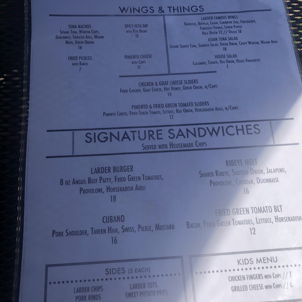 The Hammond's Ferry Larder - Menu - Sandwiches Near Me - North Augusta, South Carolina