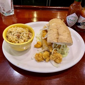Tibby's New Orleans Kitchen - Shrimp Po Boy with dirty rice - Bread was not very crusty - Cajun/Creole Near Me - Winter Park, Florida Tibby's New Orleans Kitchen - Shrimp Po Boy with dirty rice - Bread was not very crusty - Cajun/Creole Near Me - Winter Park, Florida