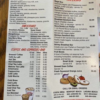 Shirley's Bagels - Menu - Bagels Near Me - Laguna Beach, California Shirley's Bagels - Menu - Bagels Near Me - Laguna Beach, California
