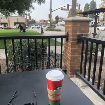 Starbucks - View from the outside patio and adjacent grassy area near the corner of San Dimas and Bonita Avenues. - Coffee & Tea Near Me - San Dimas, California