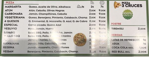 Menu photo 1 Pizza 3Cruces Madrid, M