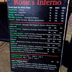 Rosie's Inferno Wood Fired Pizza - Rosie's Inferno Wood Fired Pizza Menu as of 2/16/2020 when we went!