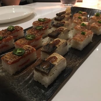 Miku - Known for their Aburi, the pressed prawns were best,salmon was also excellent but we didn't love the over powering black pepper. - Japanese Near Me - Toronto, Ontario