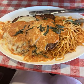 Angelina's - Drunken Chicken Parmesan which missed the mark. Too thinly pounded and tasted like breading and not chicken. - Italian Near Me - Ambler, Pennsylvania Angelina's - Drunken Chicken Parmesan which missed the mark. Too thinly pounded and tasted like breading and not chicken. - Italian Near Me - Ambler, Pennsylvania