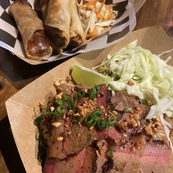 Wokker - Brisket Pad Thai, BBQ Brisket Egg Rolls (4) - Asian Fusion Near Me - Houston, Texas Wokker - Brisket Pad Thai, BBQ Brisket Egg Rolls (4) - Asian Fusion Near Me - Houston, Texas