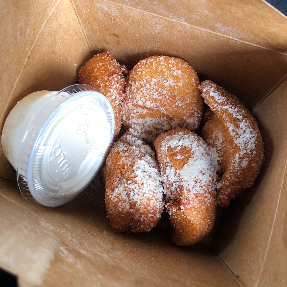 Break Your Fast - To-Go Beignets (5) w/ Vanilla sauce - American Near Me - Union City, California Break Your Fast - To-Go Beignets (5) w/ Vanilla sauce - American Near Me - Union City, California