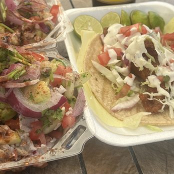 La Perla De Michoacan - Ceviche de Camaraon and taco de pescado. - Seafood Near Me - Vista, California La Perla De Michoacan - Ceviche de Camaraon and taco de pescado. - Seafood Near Me - Vista, California