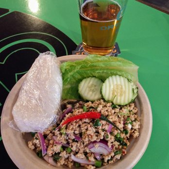 Cully Central - Larb gai with plastic rice - Beer Gardens Near Me - Portland, Oregon Cully Central - Larb gai with plastic rice - Beer Gardens Near Me - Portland, Oregon
