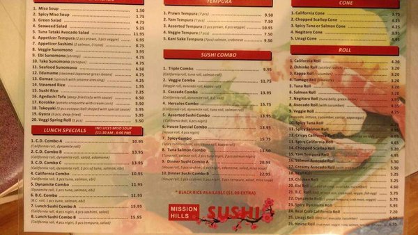 Menu photo 1 Mission Hills Sushi Fraser Valley, BC Menu photo 1 Mission Hills Sushi Fraser Valley, BC