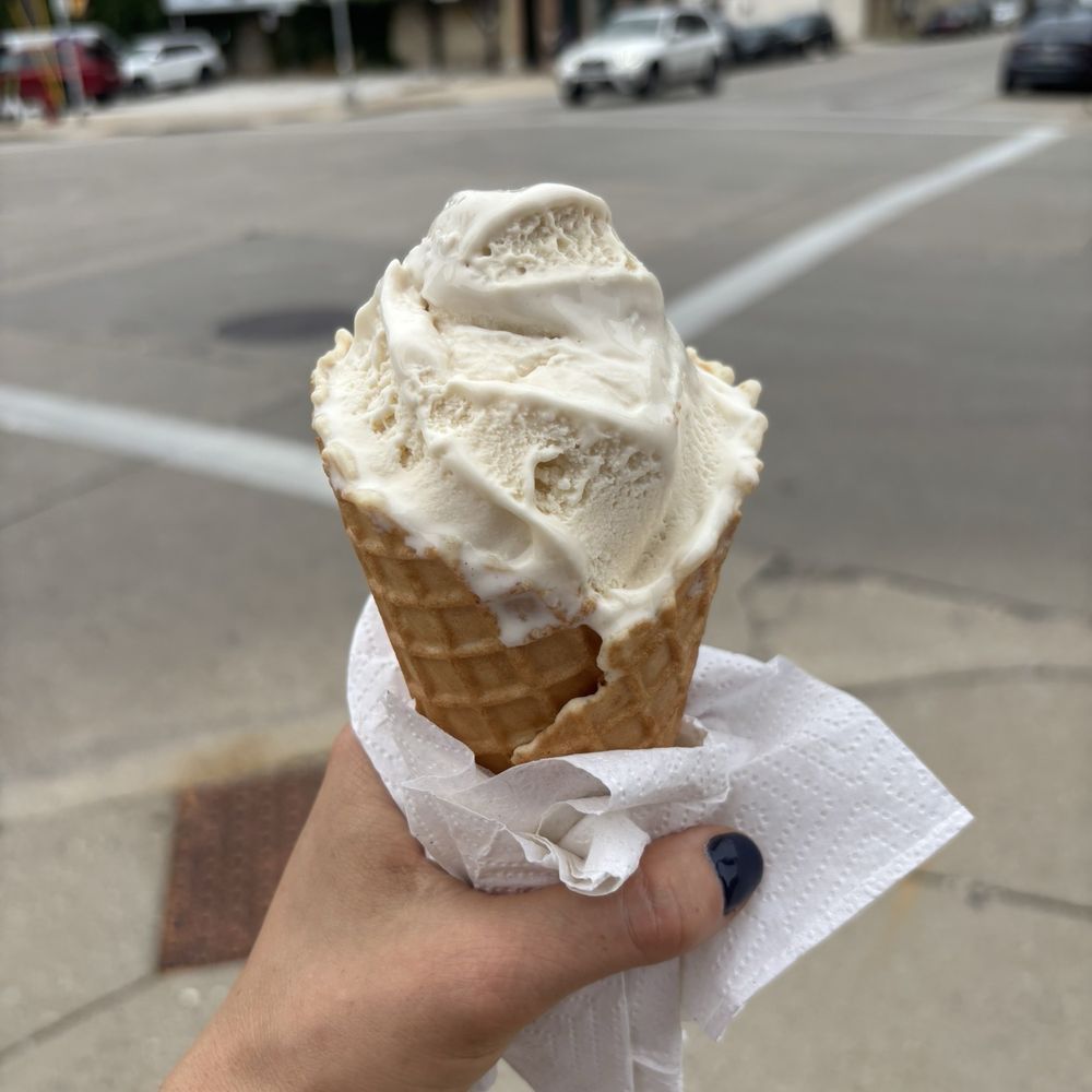 Purple Door Ice Cream - Salted caramel in a waffle cone - Ice Cream & Frozen Yogurt Near Me - Milwaukee, Wisconsin Purple Door Ice Cream - Salted caramel in a waffle cone - Ice Cream & Frozen Yogurt Near Me - Milwaukee, Wisconsin