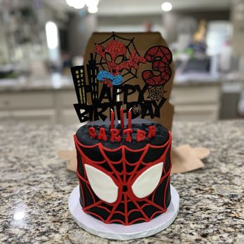T&R's Cakes - Beautiful Miles Morales/Spin birthday cake! - Custom Cakes Near Me T&R's Cakes - Beautiful Miles Morales/Spin birthday cake! - Custom Cakes Near Me