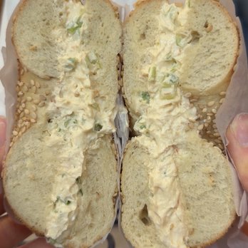H&H Bagels - Sesame bagel, spicy scallion cream cheese - Bagels Near Me - Chicago, Illinois