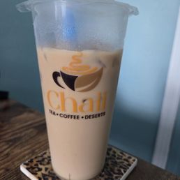 Iced salted caramel white mocha with oatmilk