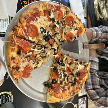 Bino's Pizza - Pepperoni Sausage Mushroom & Black Olives!  It's called the Cowboy pizza here!  Loved it. - Chicken Wings Near Me - Kiowa, Colorado