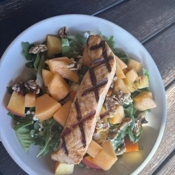 Our Place Kitchen & Bar - Salmon with the Arugula/Seasonal Fruit salad - Salad Near Me - Yorktown Heights, New York Our Place Kitchen & Bar - Salmon with the Arugula/Seasonal Fruit salad - Salad Near Me - Yorktown Heights, New York