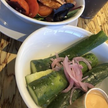 Slapfish - Chilled pickles and side salad add salmon - Seafood Near Me - Hilton Head Island, South Carolina Slapfish - Chilled pickles and side salad add salmon - Seafood Near Me - Hilton Head Island, South Carolina